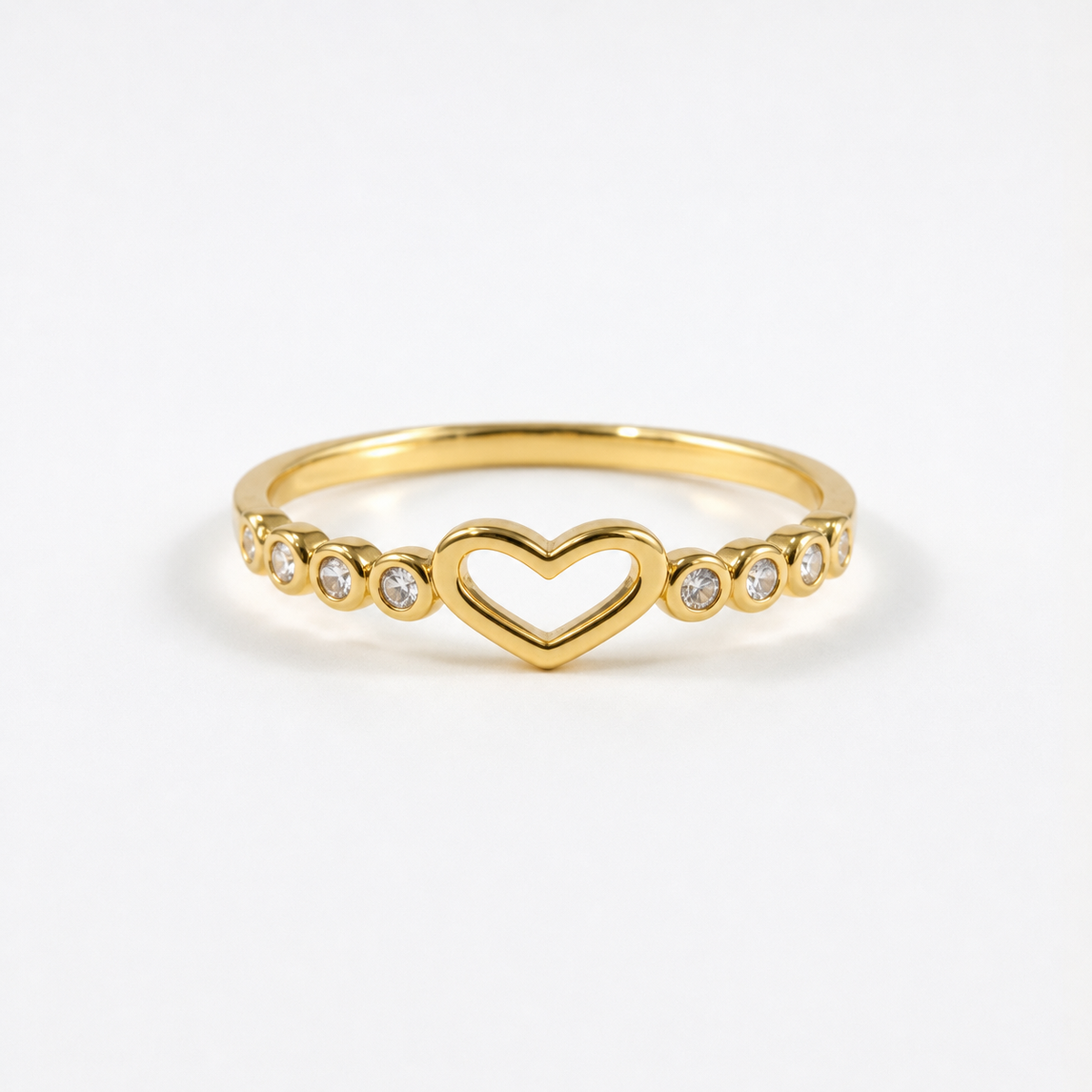 Annabella Hollow Heart Ring - Gold Copper Alloy