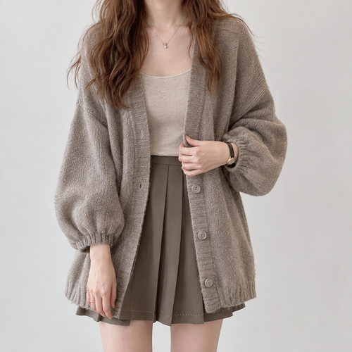 Adriana Balloon Cardigan - Taupe