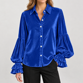 Evelise Ruffle Cuff Blouse - Blue