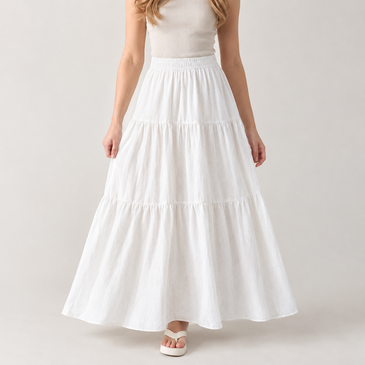 Vreni Tiered Maxi Skirt - White