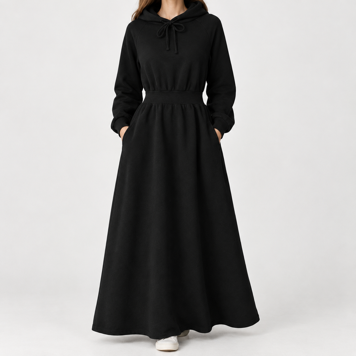 Alina Hooded Maxi Dress - Light Gray