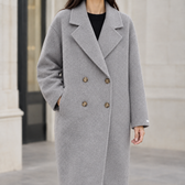 Johanna Double Breasted Wool Coat - Light Gray