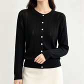 Christa Pointelle Cardigan - Black