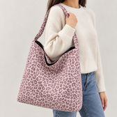 Dorte Suede Tote - Pink Leopard Print