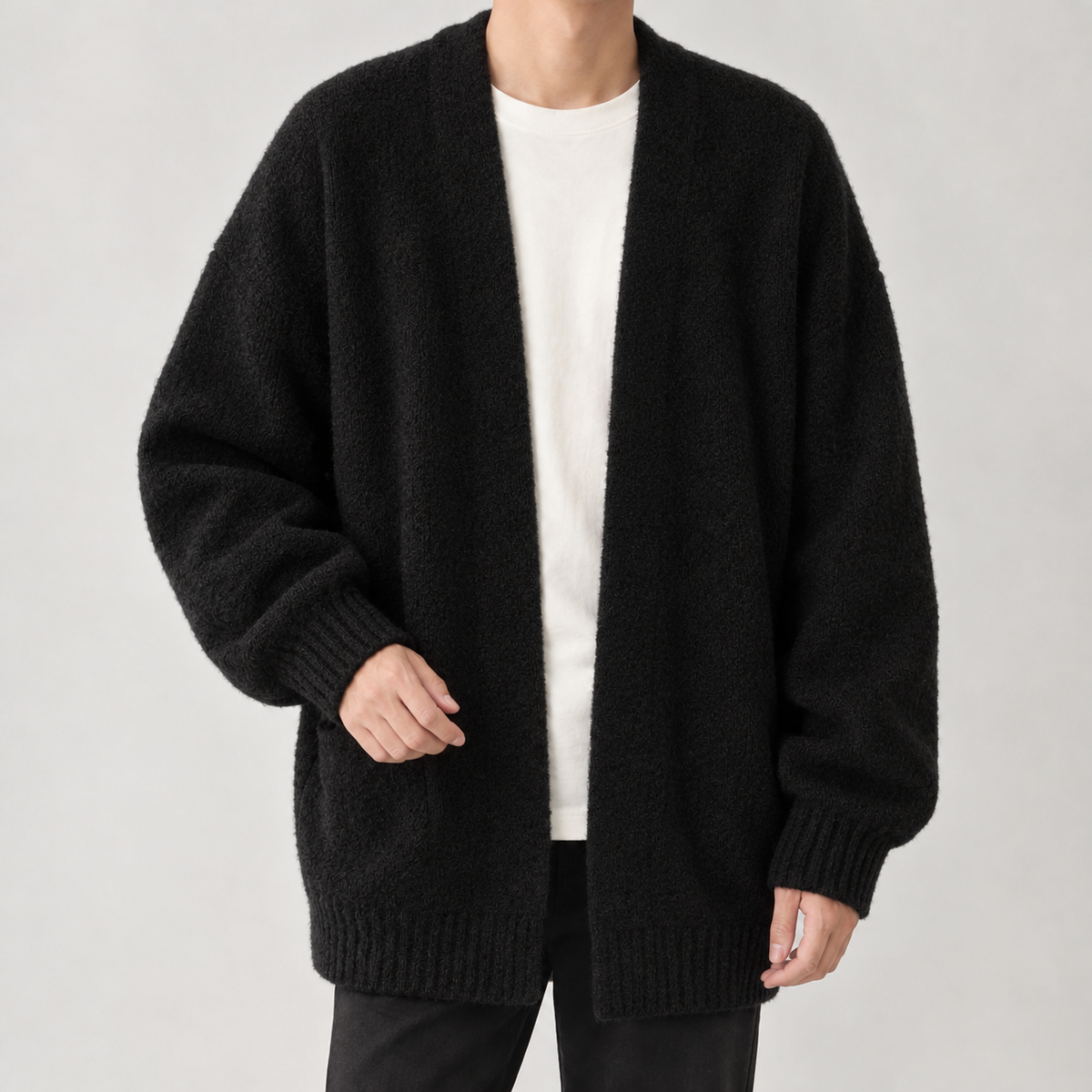 Attilio Open Front Cardigan - Black