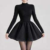 Theodora Mock Neck Dress - Black Tutu