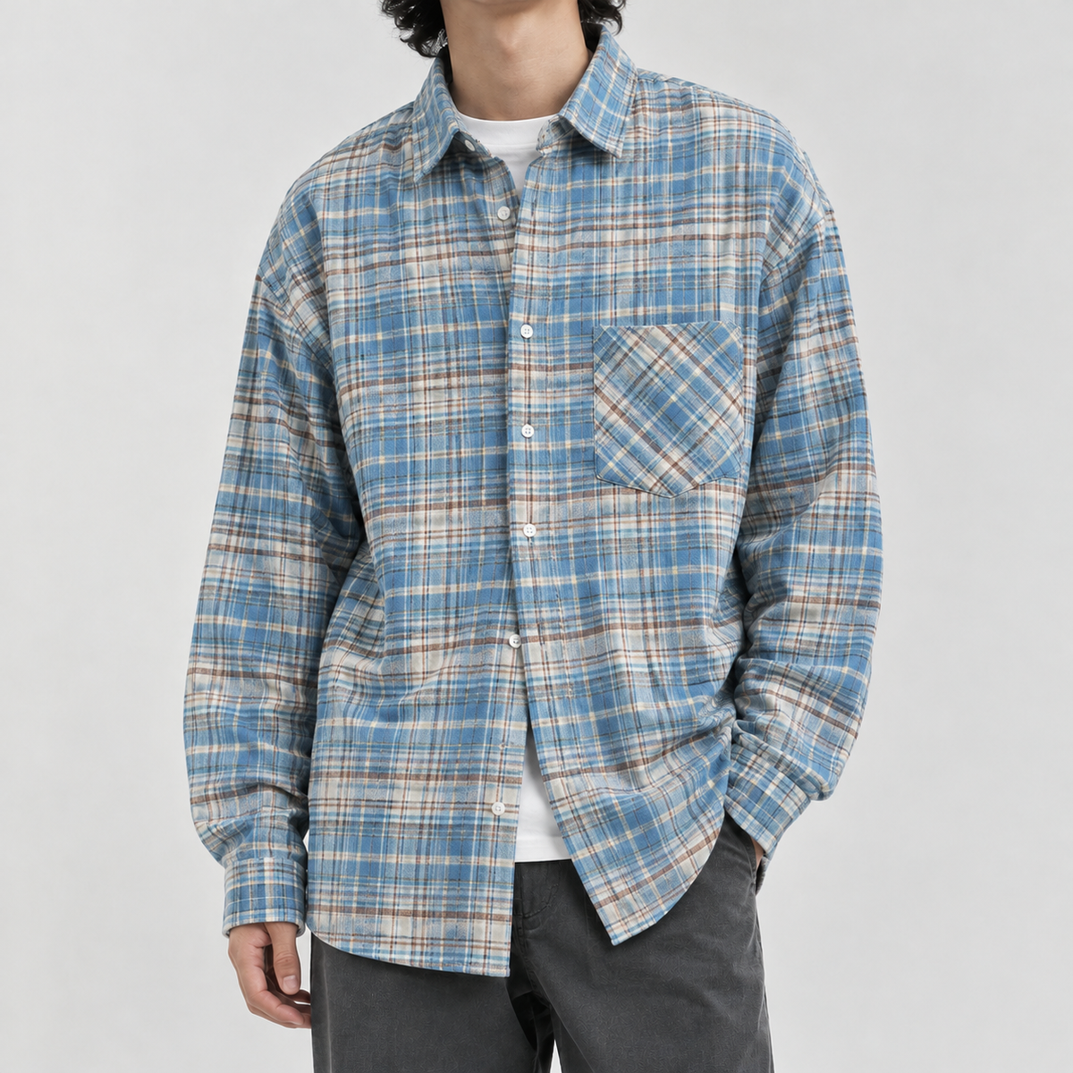 Gioele Plaid Overshirt - Blue