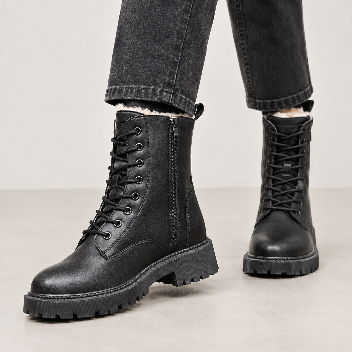 Carla Lace Up Boots - Black