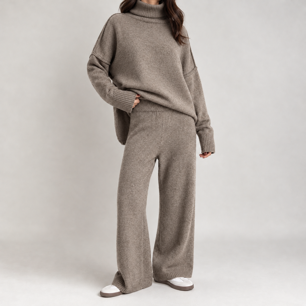 Stephanie Relaxed Knit Set - Dark Khaki