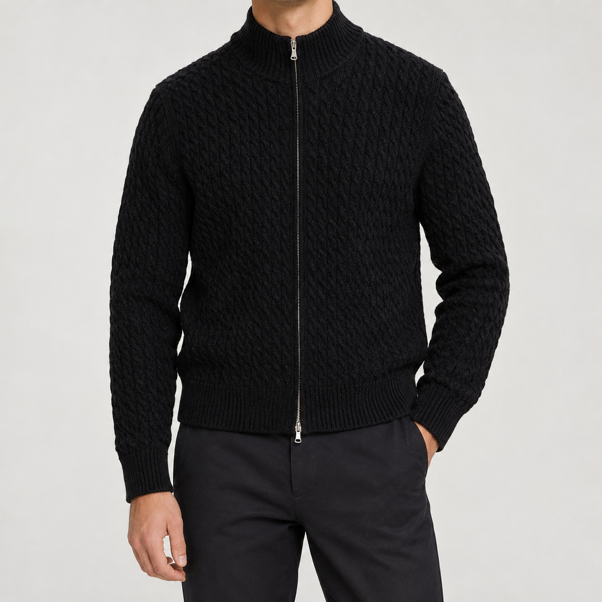 Arnt Cable Knit Sweater - Black
