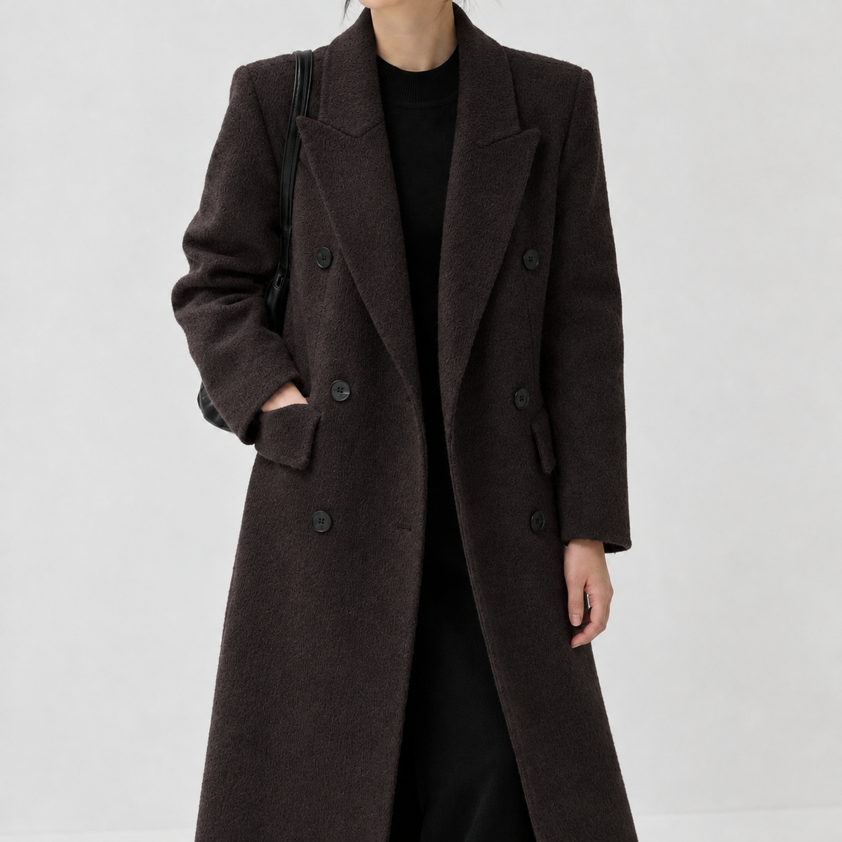 Aud Double Breasted Coat - Black