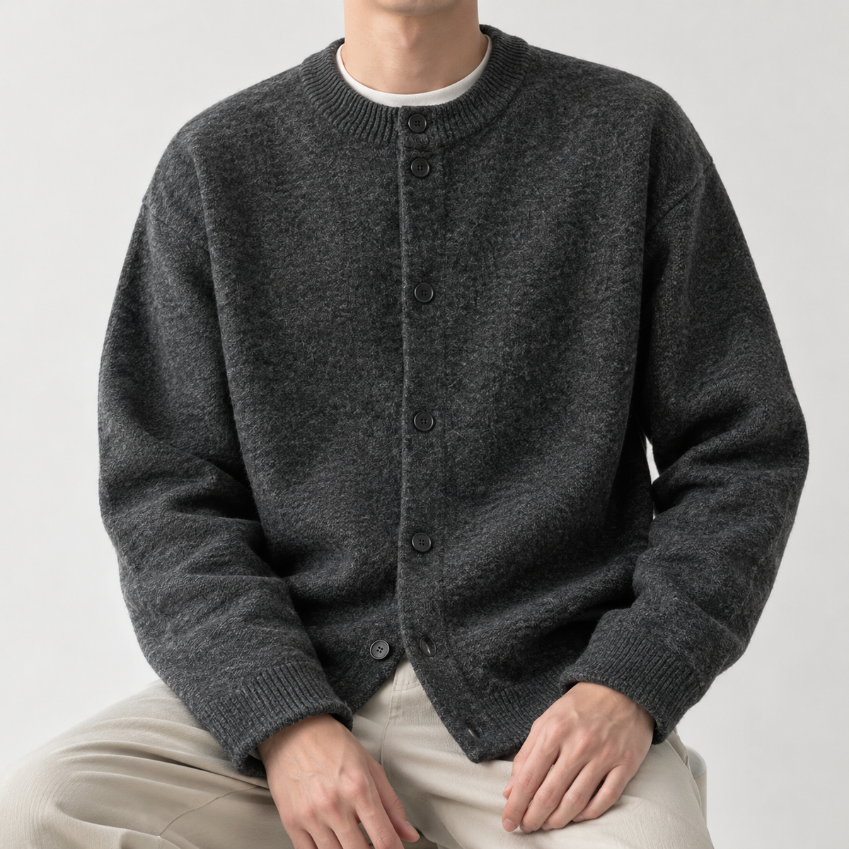 Ilario Textured Cardigan - Black