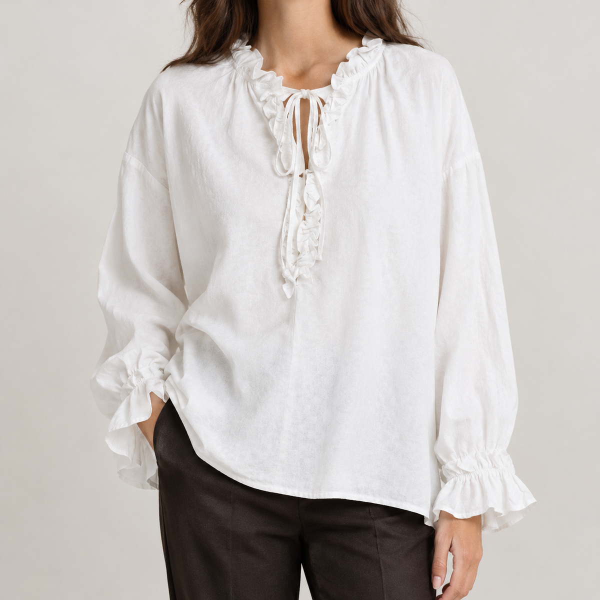 Daria Ruffle Collar Blouse - White