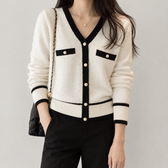 Leocadia Contrast Trim Cardigan - White