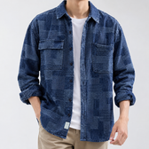 Dagfinn Patchwork Denim Overshirt - Plaid Denim
