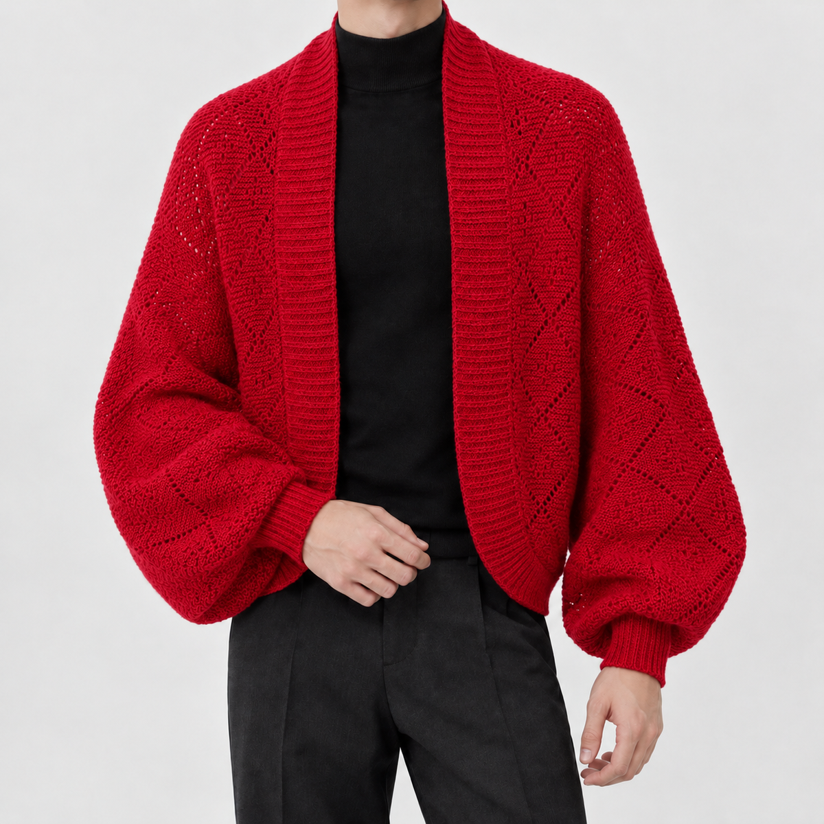 Jonas Pointelle Knit Cardigan - Diamond Pattern