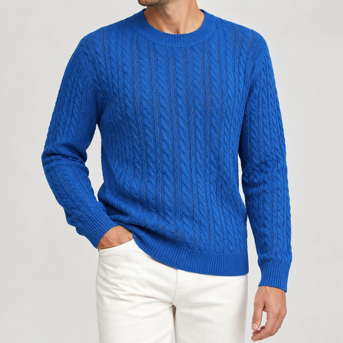 Salvador Cable Knit Sweater - Blue