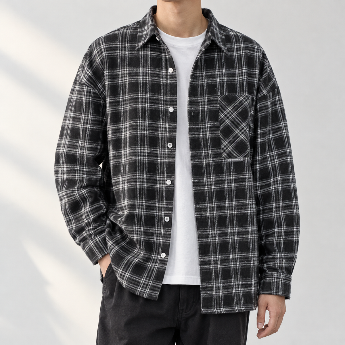 Hudson Plaid Overshirt - Black