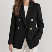Gwenllian Double Breasted Blazer - Black