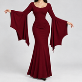 Aoife Fishtail Dress - Wine Red
