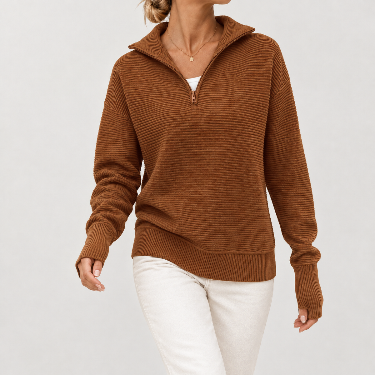Iselin Half Zip Sweater - Camel