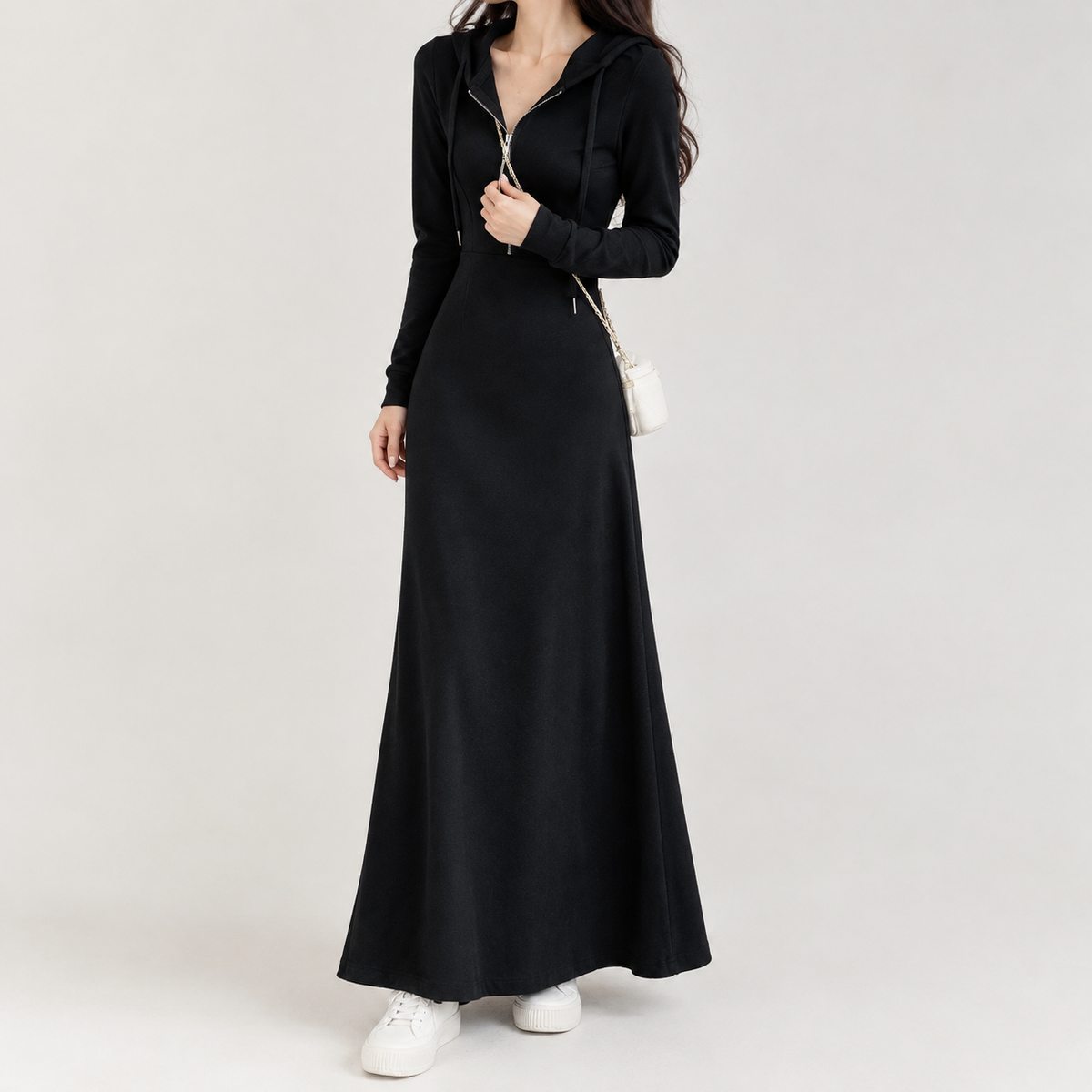 Willemijn Hooded Maxi Dress - Black