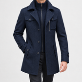 Gebhard Wool Double Coat - Navy Blue