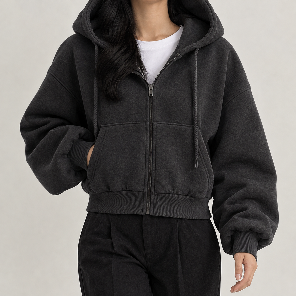 Dorotea Balloon Sleeve Hoodie - Black