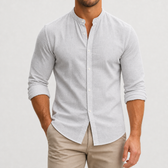 Didier Band Collar Shirt - Light Gray