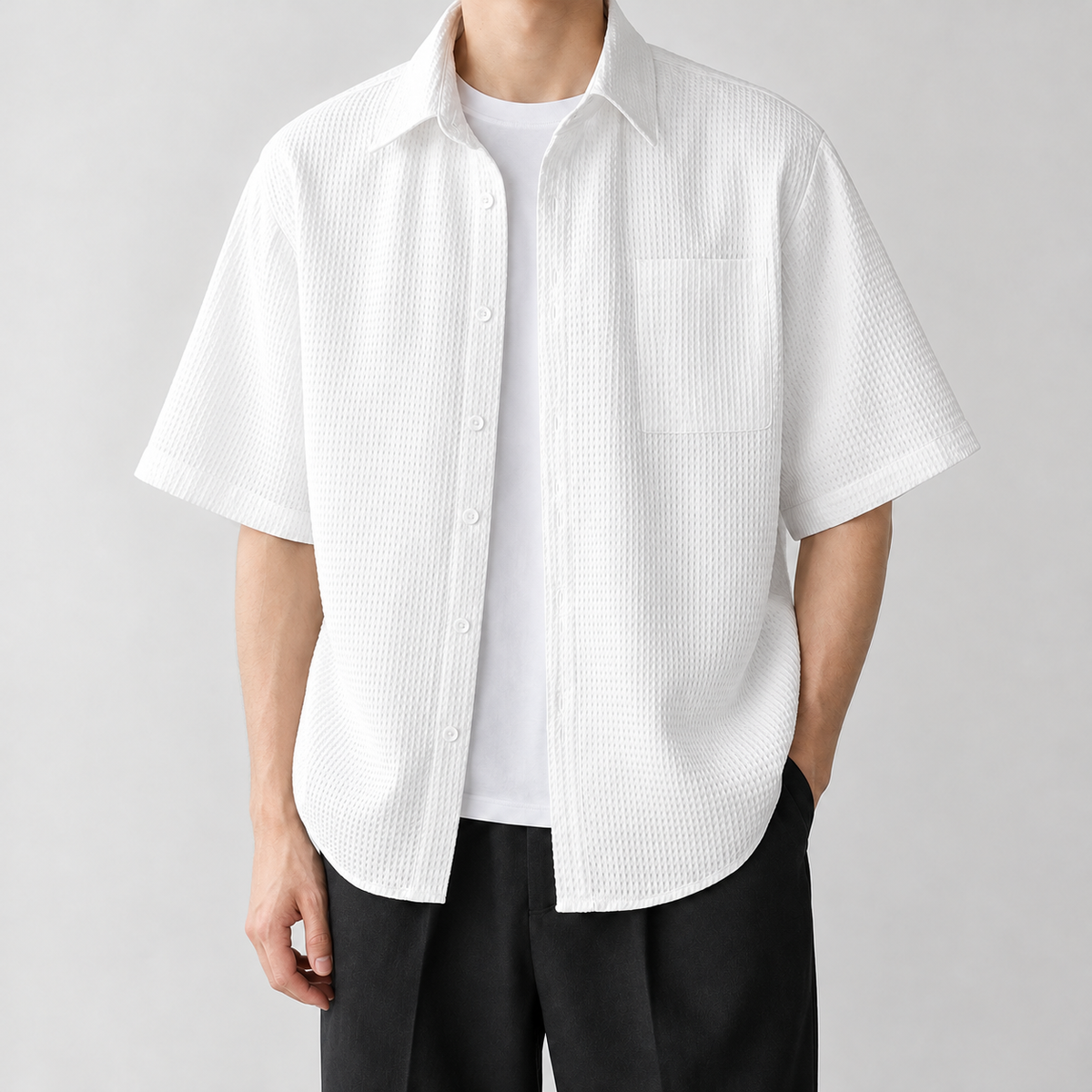 Johannes Waffle Shirt - White