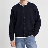 Arnfinn Ribbed Cardigan - Navy Blue