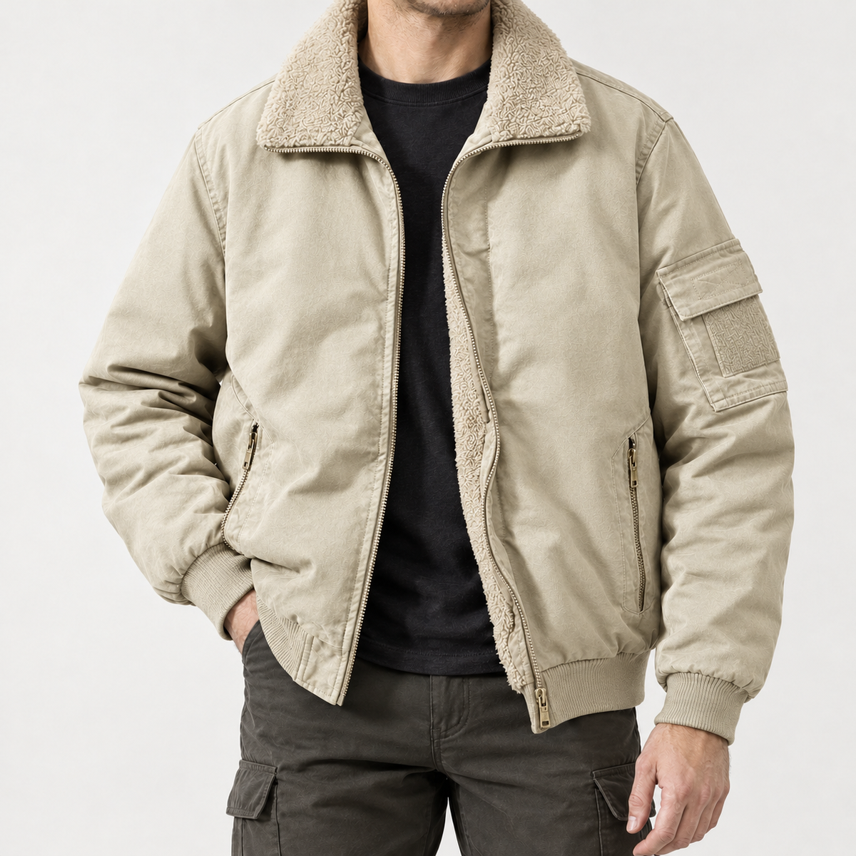 Jerome Plush Lined Jacket - Cream White