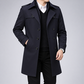 Mauro Double Breasted Coat - Navy Blue