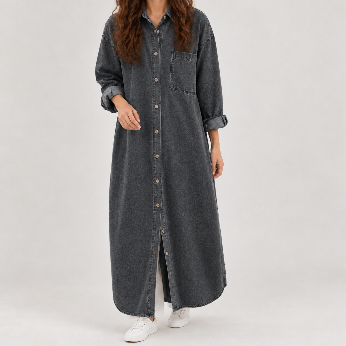 Ulrika Denim Shirt Dress - Dark Gray