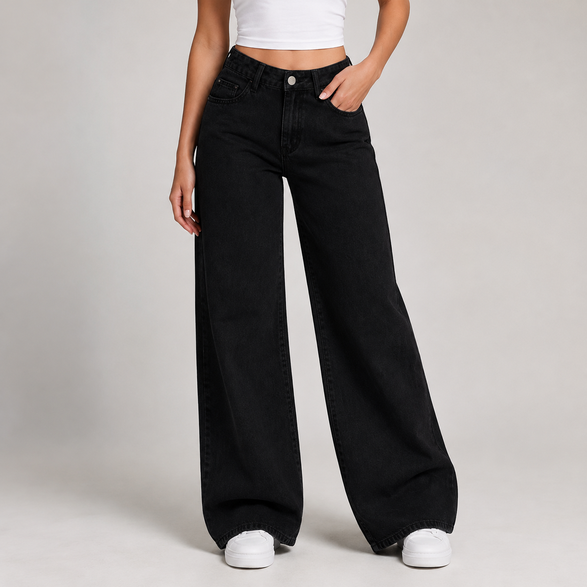 Barbara Wide Leg Jeans - Black