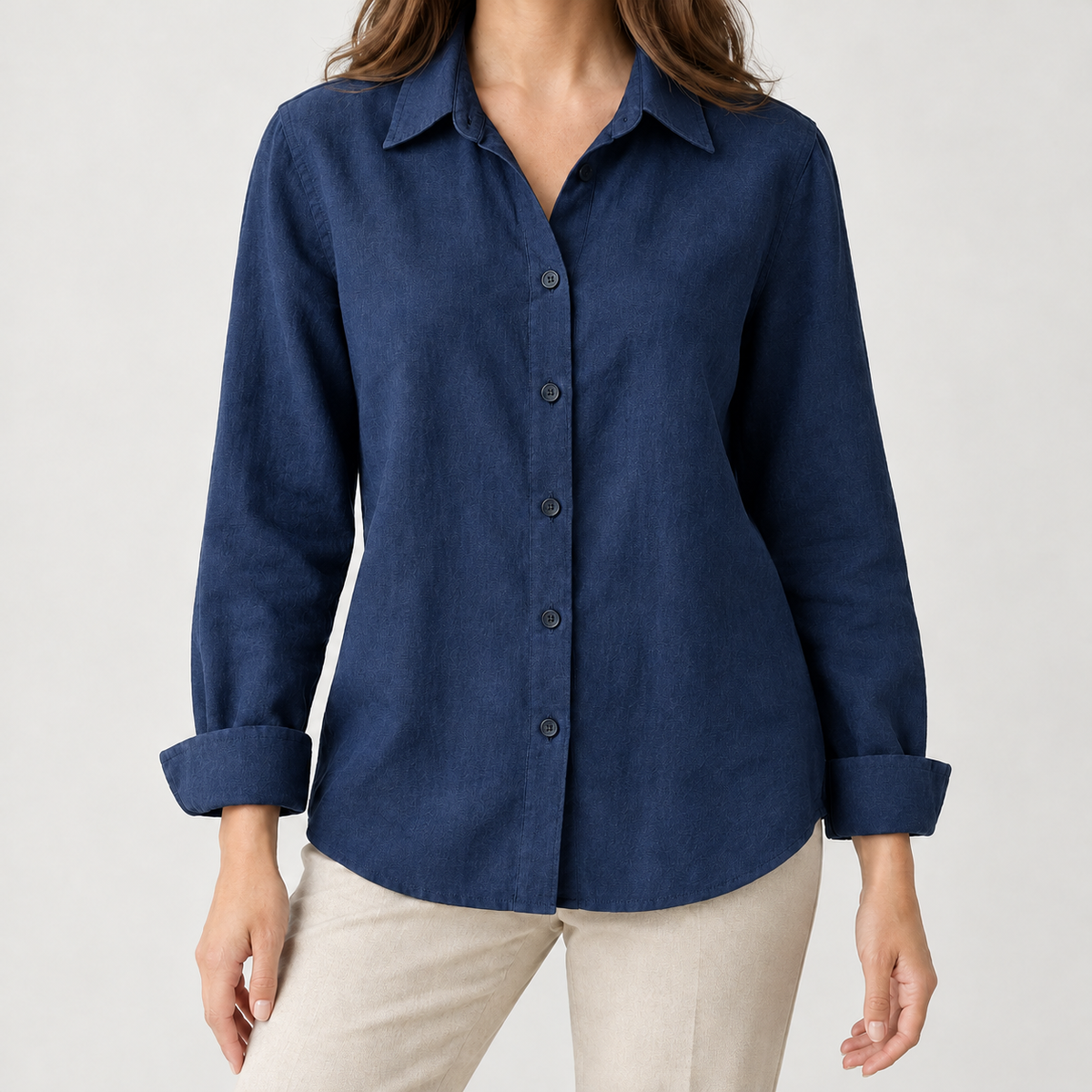 Hedwig Cotton Linen Shirt - Navy Blue