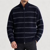 Dietmar Jacquard Knit Jacket - Navy Blue