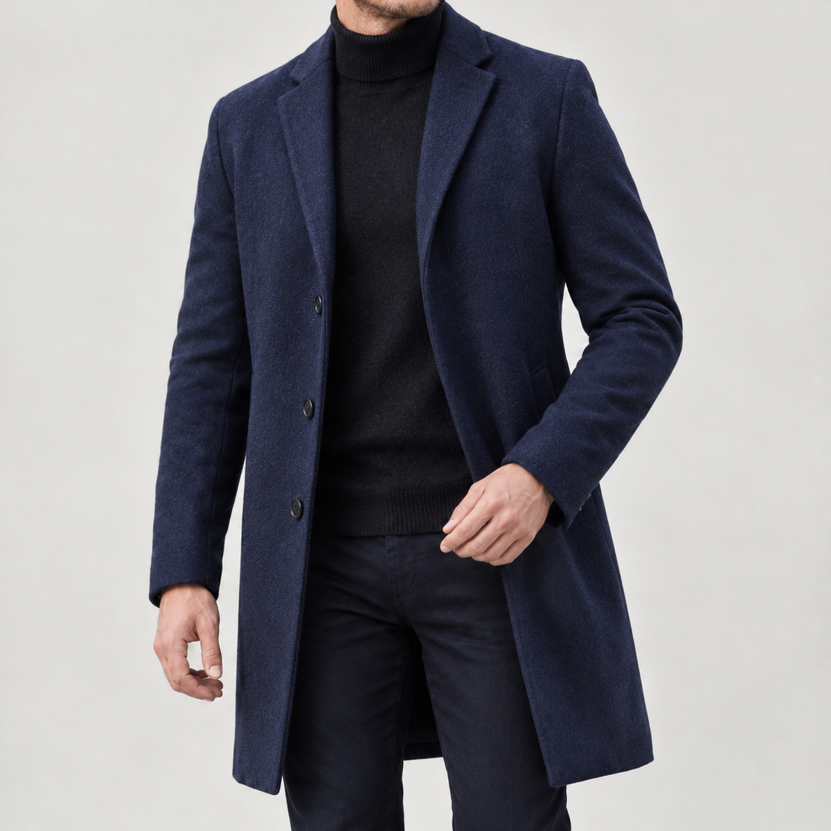 Bjarte Tailored Wool Coat - Navy Blue