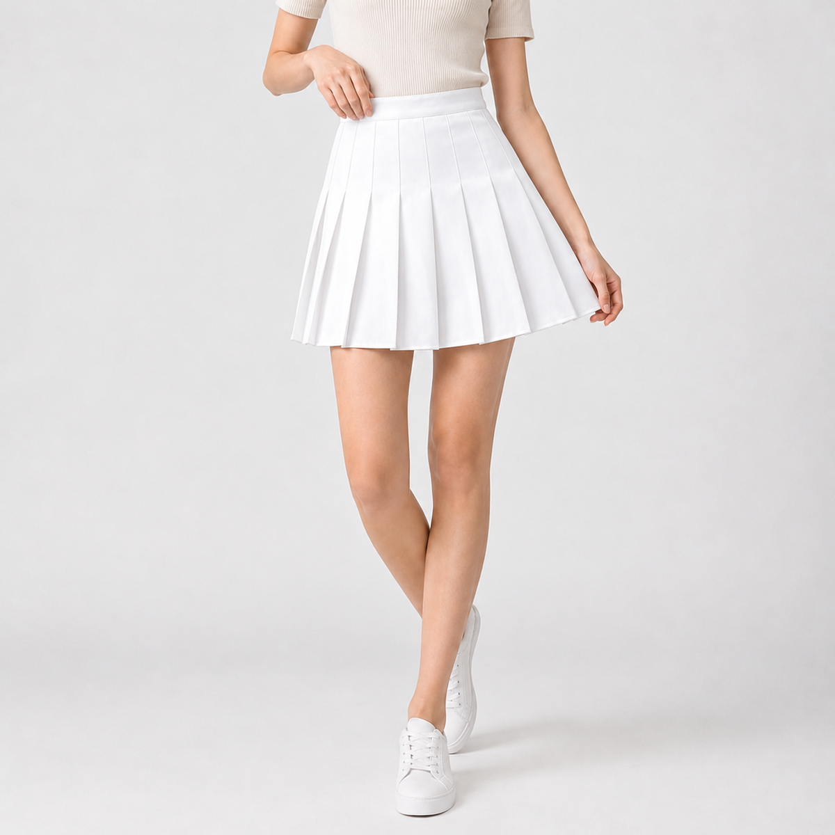 Vigdis Pleated Mini Skirt - White