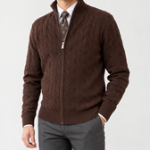 Romain Cable Knit Cardigan - Coffee