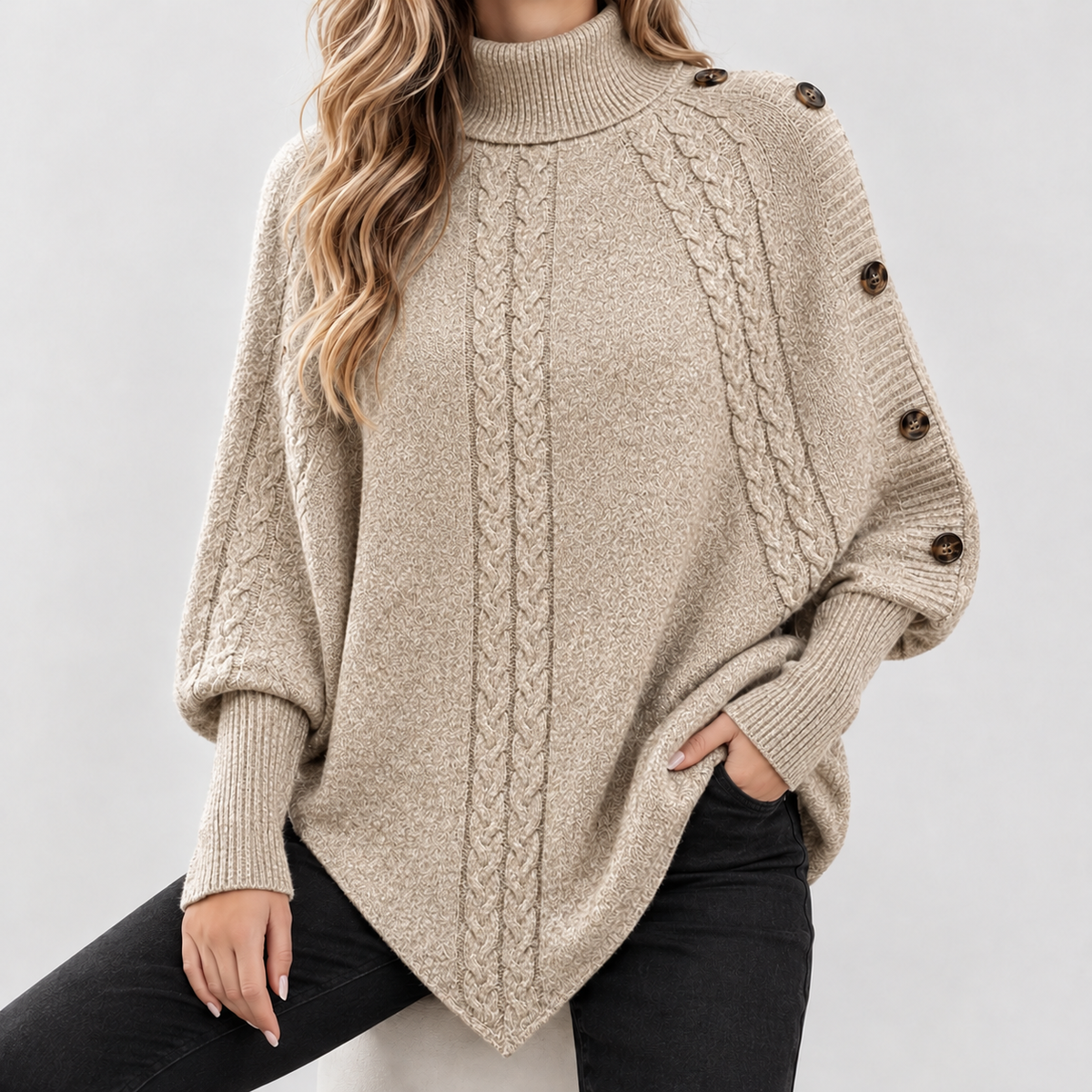 Josette Cable Knit Top - Khaki