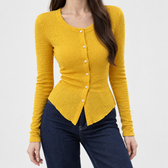 Desiree Pearl Button Cardigan - Yellow