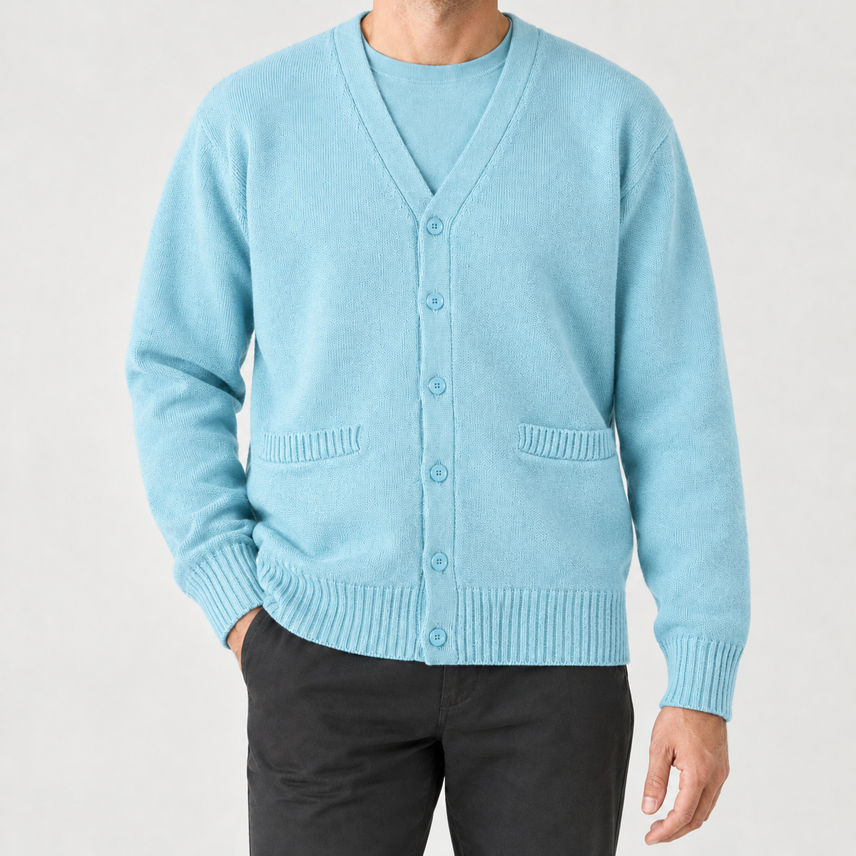Anibal V Neck Cardigan - Water Blue