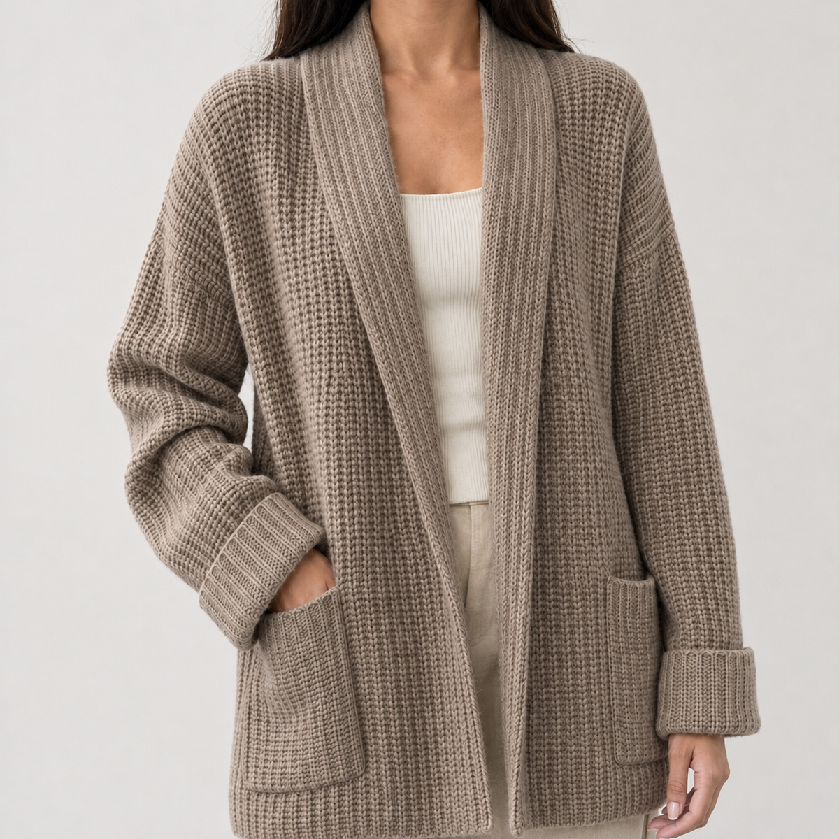 Annicka Chunky Knit Cardigan - Camel