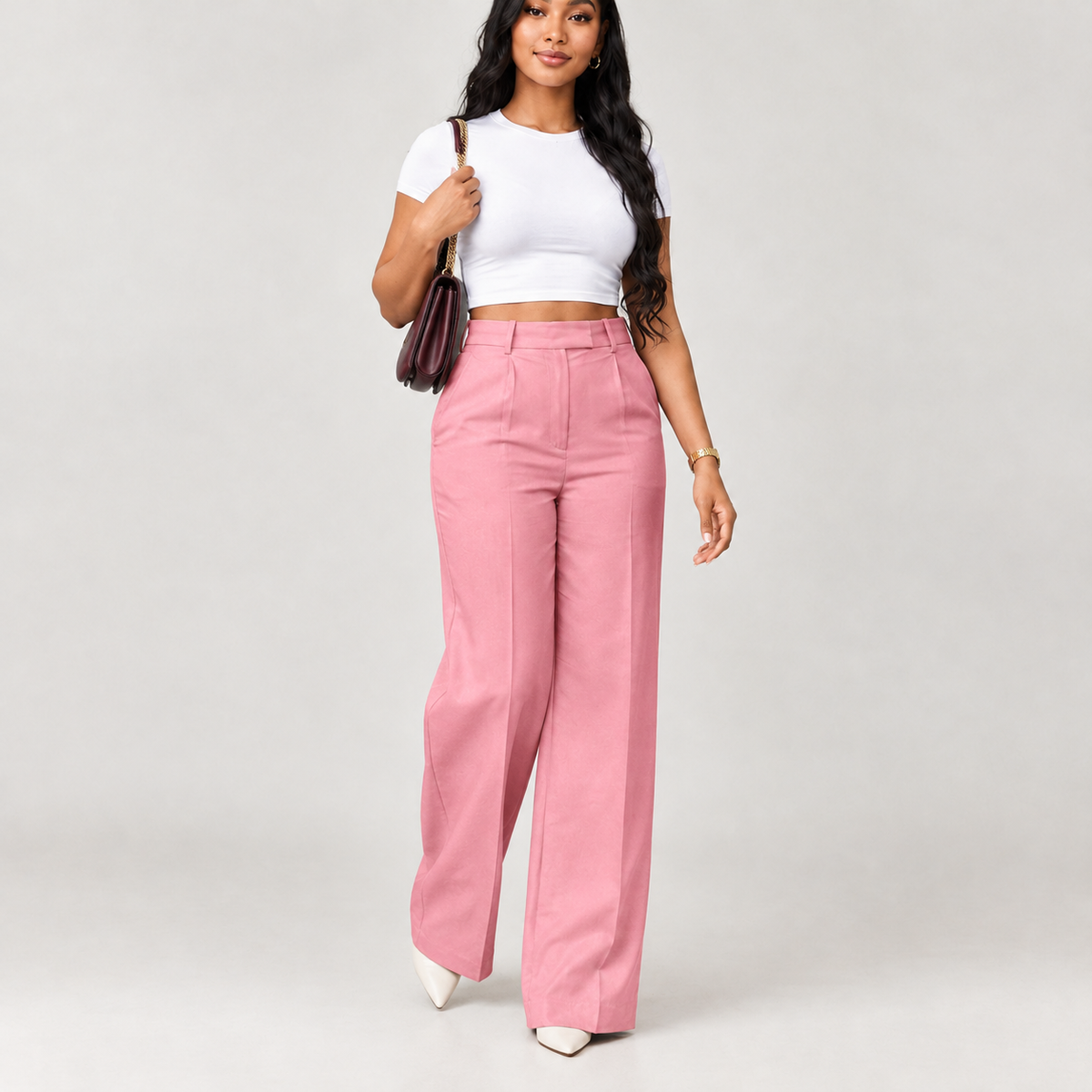 Birthe Wide Leg Pants - Pink