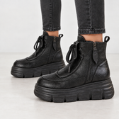 Ffion Platform Ankle Boots - Black