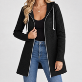 Victoire Cable Panel Hoodie - Black