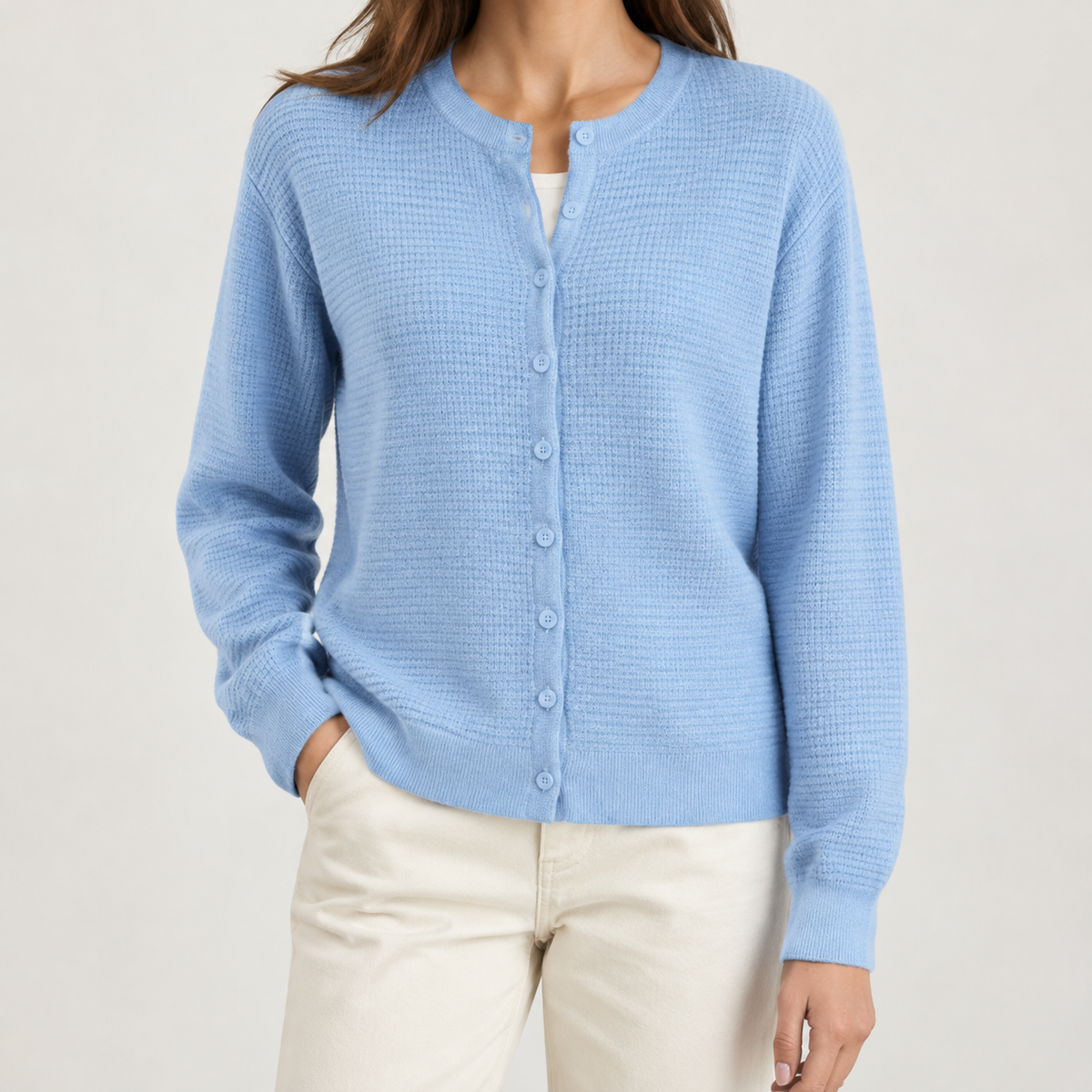 Nicole Waffle Cardigan - Blue
