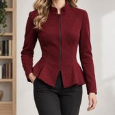 Acacia Peplum Jacket - Wine Red