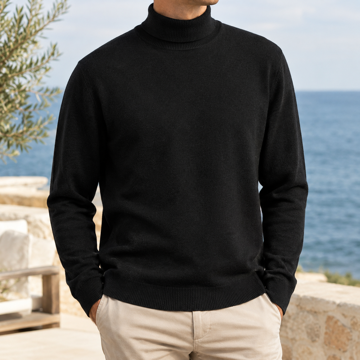 Luis Wool Turtleneck Sweater - Black